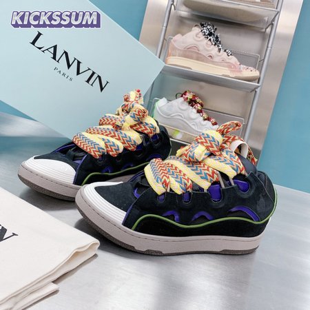 Lanvin Leather Curb Black Purple DRA1-P21B145 Size 35-45